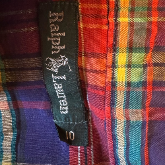 Ralph Lauren Red & Blue Plaid Button-Down with White Lacey Collar and Cuffs - Picture 6 of 11